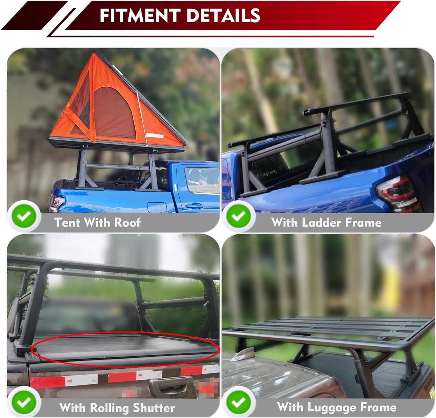 3-way Adjustable Heavy Duty Aluminum Truck Rack system, universal fit mid/full-size truck