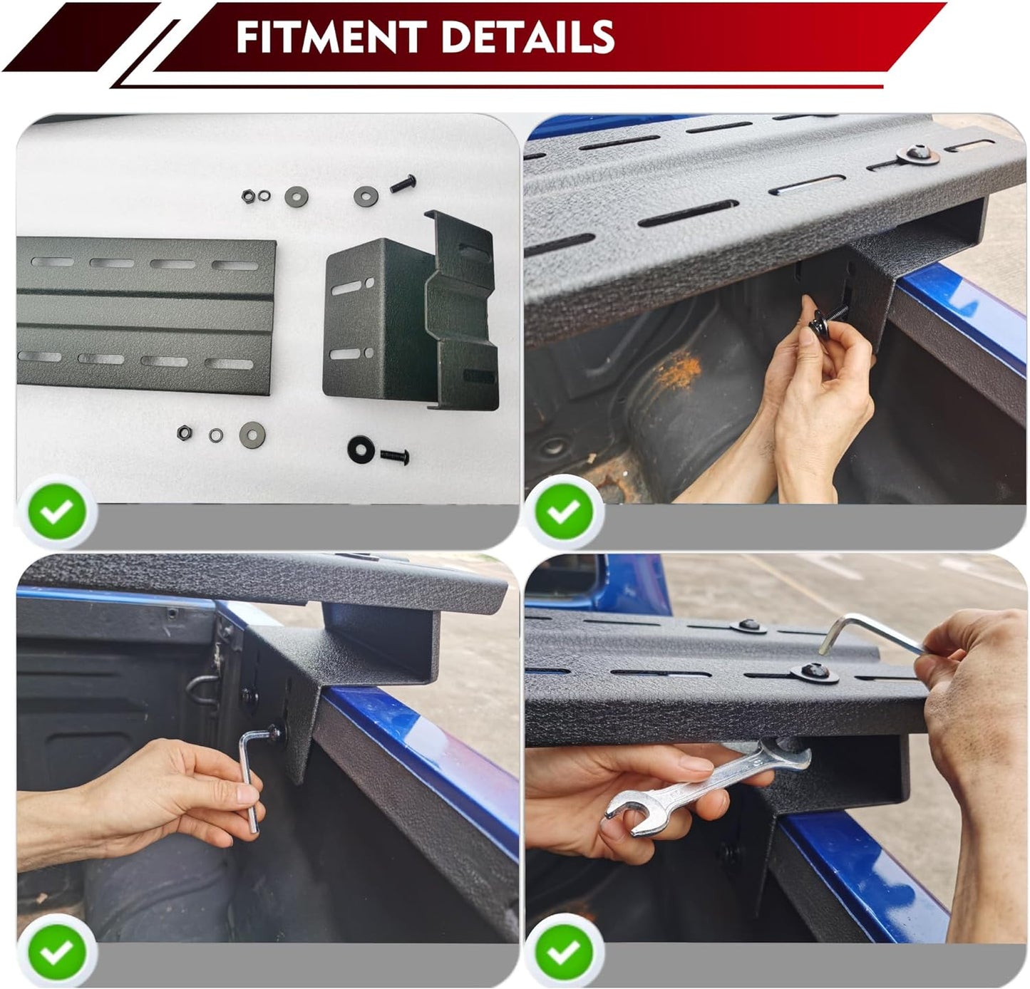 Adjustable Steel Multifunctional rack cross board x2, universal fit for trucks. Capacity up to 600 lb